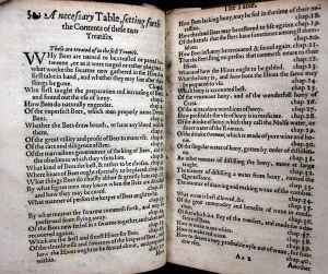 Thomas Hill, Ordering of Bees, (1608) Table of contents