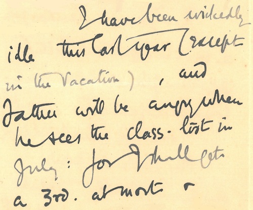Letter from Edward to Helen, while a student at Oxford.