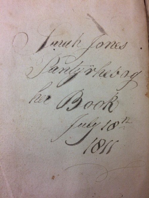 Sarah Jones' inscription in The Christian Life [1695], by John Scott.