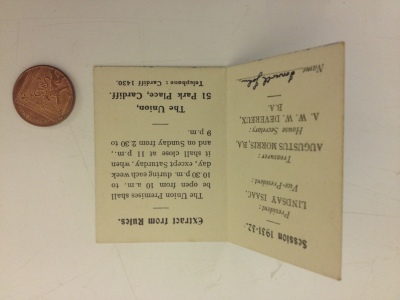 1930s Student Membership Card